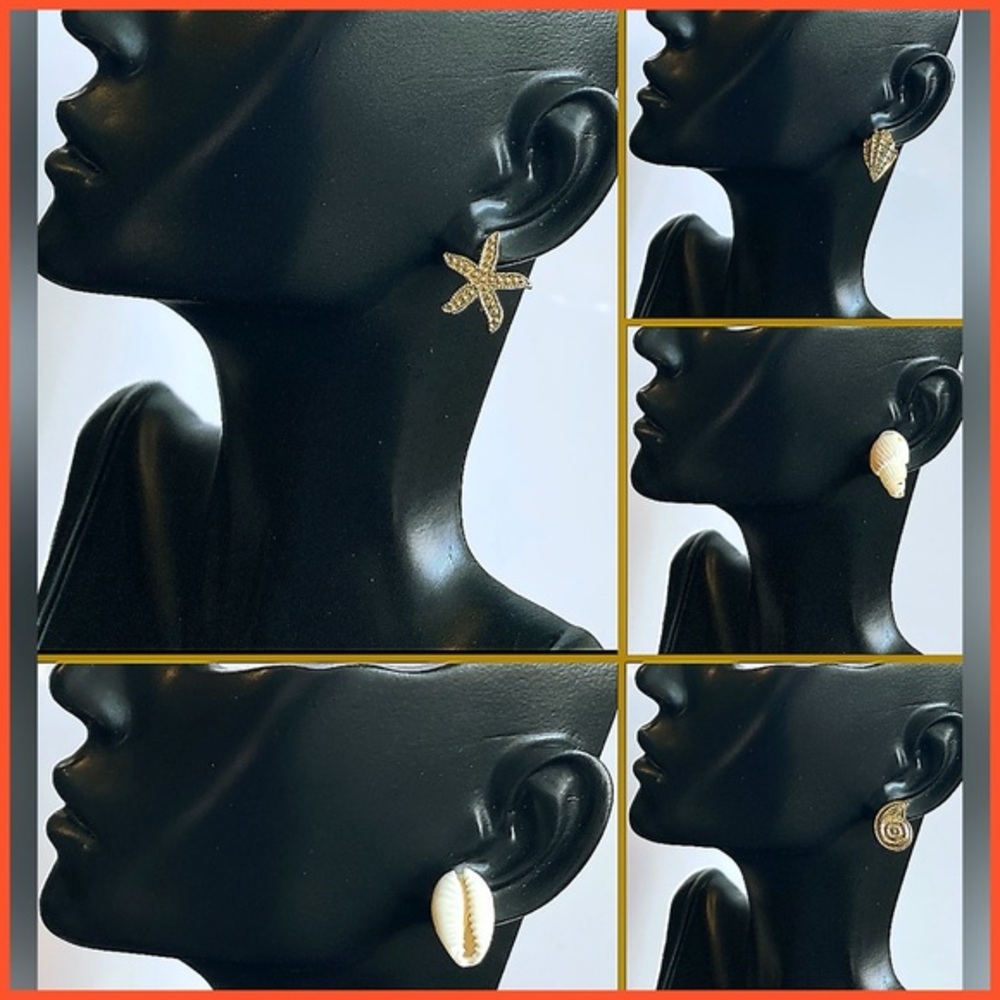 Natasha Seashells & Gold Tone Beach Earrings